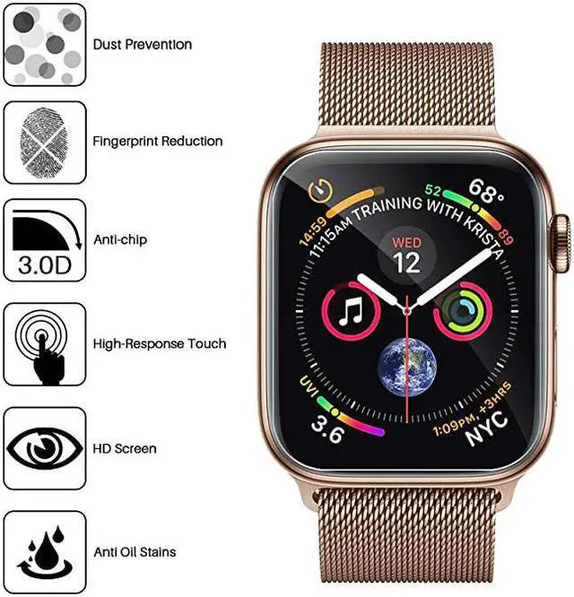 Alt view image 6 of 7 - Pack LϟK Screen Protector Compatible for Apple Watch Series 5 4 40mm Max Coverage BubbleFree Flexible TPU Clear Film with Circle Installation Tool