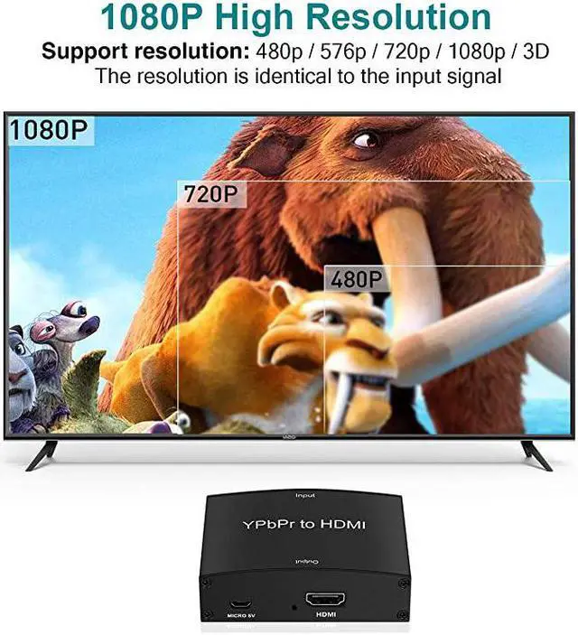 Alt view image 3 of 7 - Component to HDMI Converter 5RCA Component RGB YPbPr to HDMI Converter v13 HDCP Video Audio Converter Adapter for DVD PSP Xbox 360 to New HDTV or Monitor1080P Black