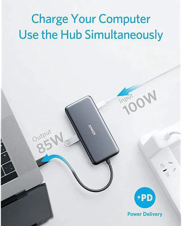 Alt view image 4 of 6 - USB C Hub PowerExpand+ 7in1 USB C Hub Adapter with 4K HDMI 100W Power Delivery USBC and 2 USBA 5Gbps Data Ports microSD and SD Card Reader for MacBook Air MacBook Pro XPS and More