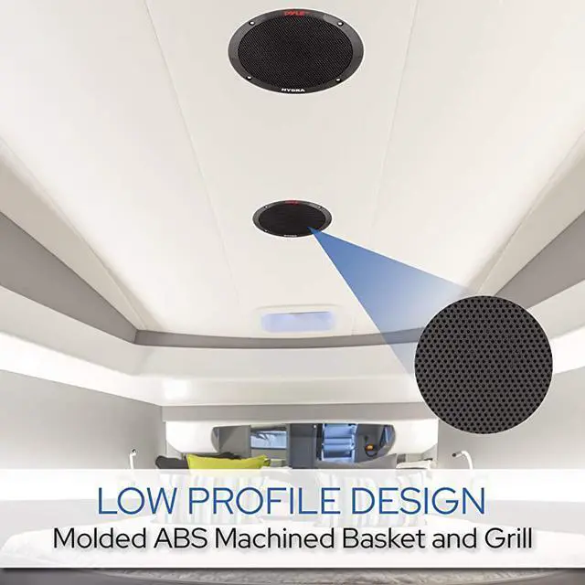 Alt view image 2 of 7 - 65 Inch Dual Marine Speakers 2 Way Waterproof and Weather Resistant Outdoor Audio Stereo Sound System with 400 Watt Power Polyprone Cone and Butyl Rubber Surround 1 Pair PLMR605W Black