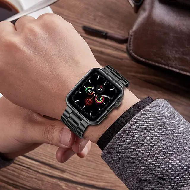 Alt view image 5 of 7 - Stainless Steel Metal Band for Apple Watch 38404244mm Strap Replacement Link Bracelet Band Compatible with Apple Watch Series 6 Apple Watch Series 5 Apple Watch Series 1234Grey4244mm