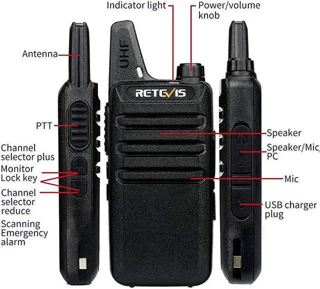 Alt view image 2 of 7 - RT22 Two Way Radio Long Range RechargeablePortable 2 Way RadioHandsfree Walkie Talkie for Adults Commercial Cruises Hunting Hiking 4 Pack