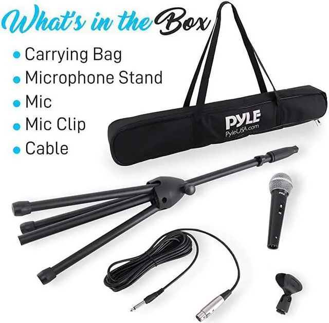 Alt view image 7 of 7 - Professional Handheld Dynamic Microphone Kit Unidirectional Vocal Wired Microphone wCarry Bag Metal Mic Stand HolderClip 164ft XLR Audio Cable to 14 Audio Connection  PDMIC88ST