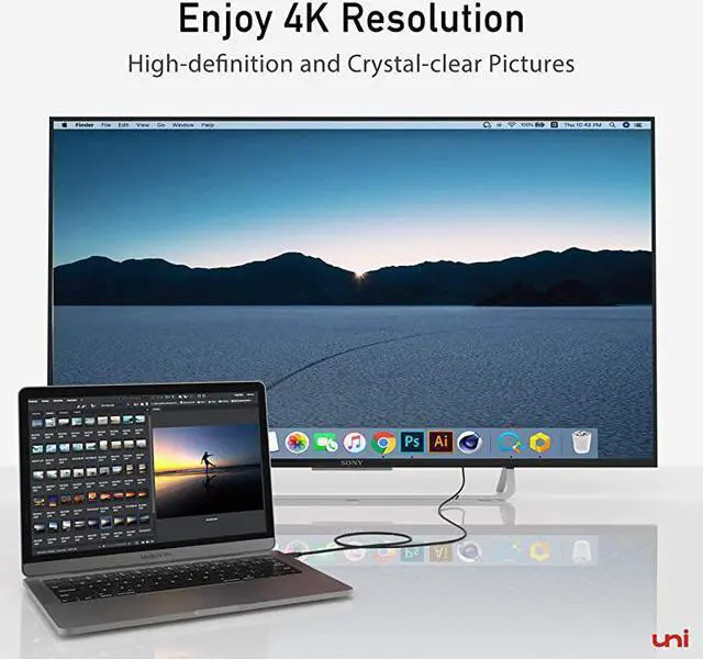Alt view image 3 of 7 - USB C to HDMI Cable  USB Type C to HDMI CableThunderbolt 3 Compatible for Home Office 4K Compatible for MacBook Pro iPad Air 4 iPad Pro 2020 MacBook Air iMac S20 XPS 15 and More 6ft