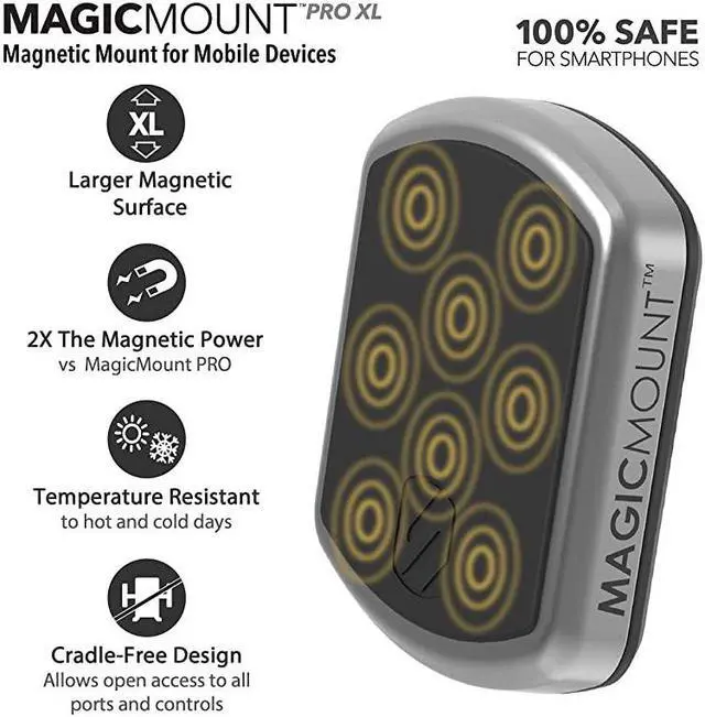 Alt view image 2 of 6 - MPTFM MagicMount Pro XL Universal Magnetic Mount Holder for Mobile Devices Black