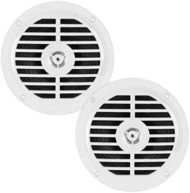 Main image of 525 Inch Dual Marine Speakers 2 Way Waterproof and Weather Resistant Outdoor Audio Stereo Sound System with 100 Watt Power Polyprone Cone and Cloth Surround 1 Pair PLMR57W White