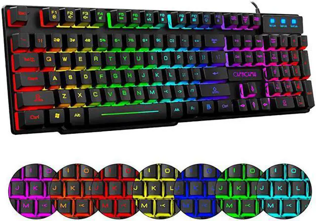 Main image of RGB Wired Gaming Keyboard Rainbow Multiple Color LED Backlit Keyboard USB Mechanical Feeling Keyboard for Gamer amp Work