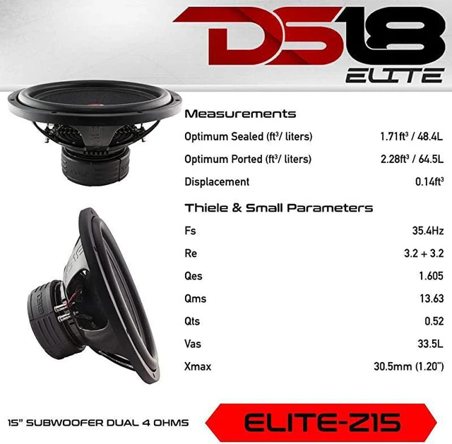 Alt view image 6 of 6 - Elite Z15 Subwoofer in Black 15 1800W Max Power 900W RMS Dual 4 Ohms DVC Premium Car Audio Bass Speaker Great for Low Frequencies and High Power Applications 1 Speaker