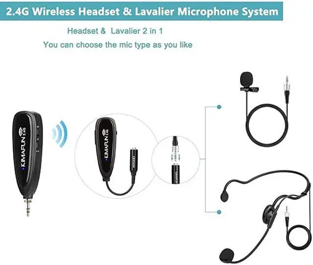 Alt view image 3 of 7 - Wireless Microphone System 24G Wireless Microphone TransmitterReceiver Set with Headset Lavalier Lapel Mics Ideal for Teaching WeddingsPresentationsSchool PlayG102