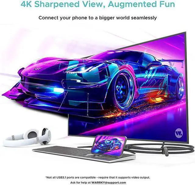Alt view image 4 of 7 - USB C to HDMI Cable 4K Braided High SpeedThunderbolt 3 to HDMI Converter Compatible with iPad MacBook ProAir iMac Galaxy S20S10S9S8 Surface Dell More A Phone to TV Enabler 6ft