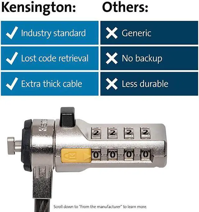Alt view image 6 of 6 - Combination Ultra Cable Lock for Laptops and Other Devices K64675USSilver