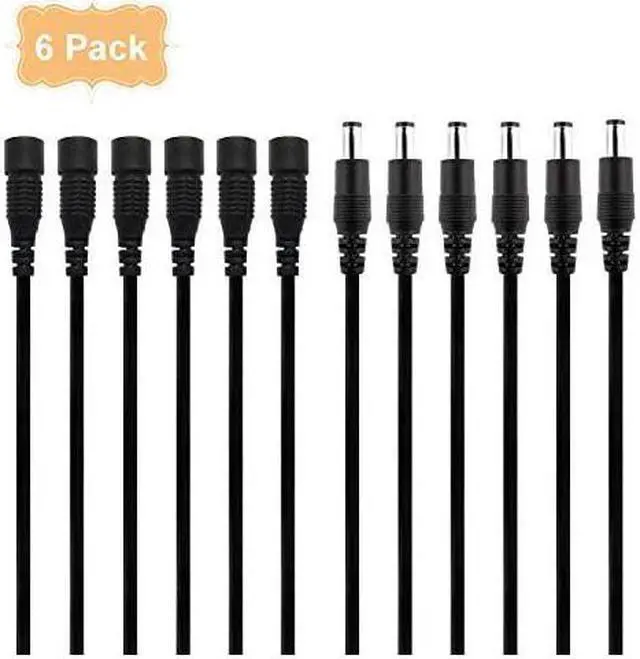 Main image of Extension Cord 6 Pack 10ft DC 12V Supply Adapter Extension Cable 21mm × 55mm Plug for Wireless IP Security Cameras LED Strip Lights Baby Monitor DVR NVR Router