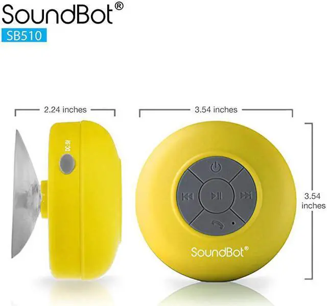 Alt view image 6 of 7 - SB510 HD Water Resistant Bluetooth 30 Shower Speaker Handsfree Portable Speakerphone with Builtin Mic 6hrs of playtime Control Buttons and Dedicated Suction Cup for Showers Bathroom Pool Boat Car Bea
