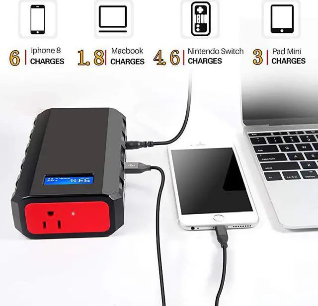 Alt view image 2 of 7 - Portable Laptop Charger with AC Outlet A Super Travel Portable Battery Pack Power Bank for HP Notebooks MacBook Laptops