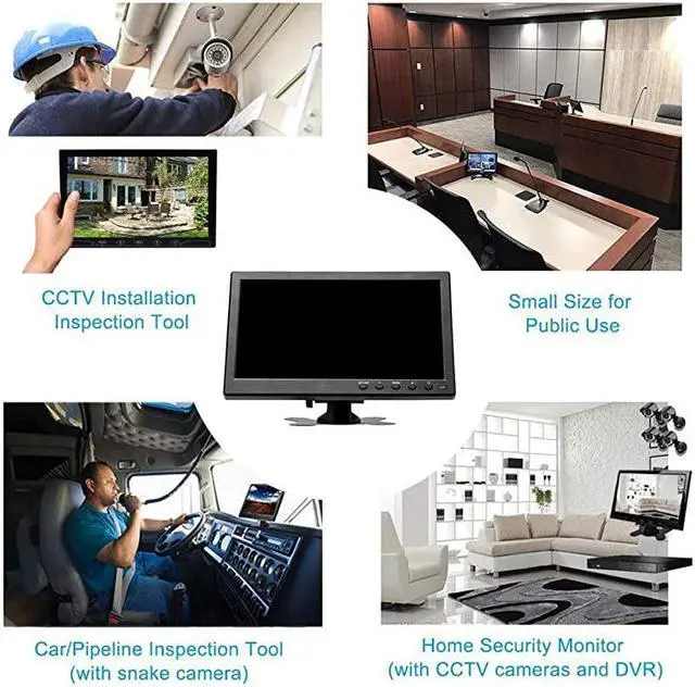 Alt view image 6 of 7 - 10 Inch Small HDMI Monitor Portable CCTV Monitors 1280x600 with BNC, AVI, VGA, HDMI Input Cable, Remote Control, Built-in Speakers, for PC, CCTV, Security Camera, Raspberry Pi, X-Box