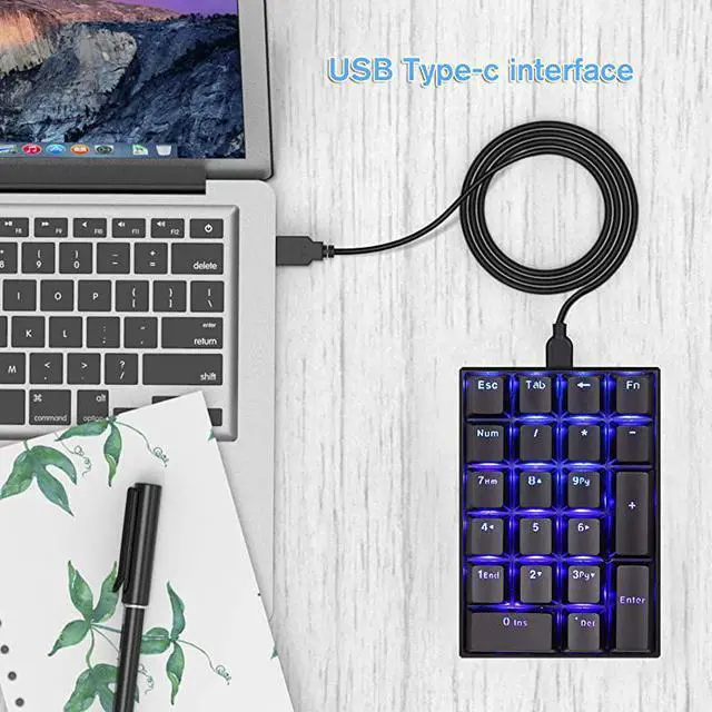 Alt view image 5 of 6 - K23 Mechanical Numeric Keypad Red Switch Wired 21 Keys Mini Numpad Portable Keypad Backlight Gaming Keypad Extended Layout for Cashier