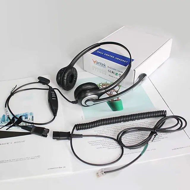 Alt view image 7 of 7 - Corded Telephone Headset Dual wNoise Canceling Mic + Quick Disconnect for Avaya 1416 2410 9508 Aastra 6757i Allworx 9212 Plantronics S12 Mitel 5330 Comdial Digium Landline Deskphones602QS1