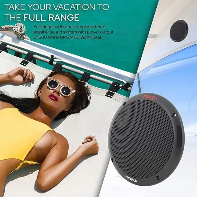 Alt view image 6 of 7 - 65 Inch Dual Marine Speakers 2 Way Waterproof and Weather Resistant Outdoor Audio Stereo Sound System with 400 Watt Power Polyprone Cone and Butyl Rubber Surround 1 Pair PLMR605W Black