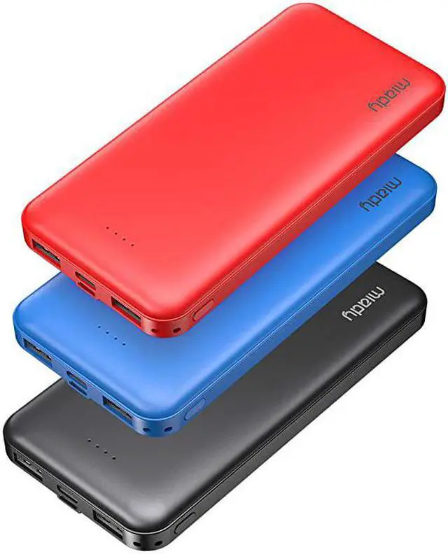 Main image of 3Pack  10000mAh Dual USB Portable Charger Fast Charging Power Bank with USB C Input Backup Charger for iPhone X Galaxy S9 Pixel 3 and etc Red Blue amp Black