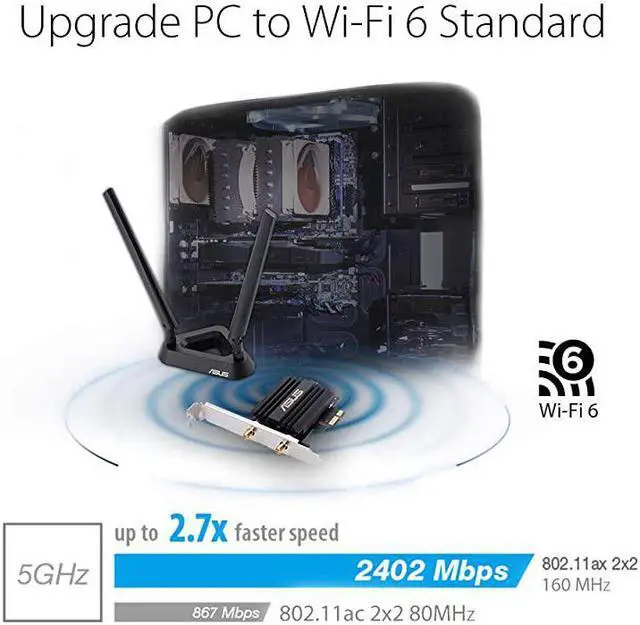 Alt view image 3 of 4 - AX3000 PceAX58BT NextGen WiFi 6 Dual Band PCIe Wireless Adapter with Bluetooth 50 Ofdma 2x2 MUMimo and Wpa3 SecurityBlack