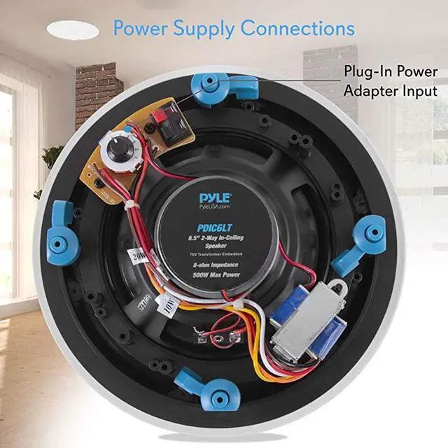 Alt view image 3 of 7 - Ceiling and Wall Mount Speaker 8 2Way 70V Audio Stereo Sound Subwoofer Sound with Dome Tweeter 600 Watts inWall inCeiling Flush Mount for Home Surround System  PDIC8LT White