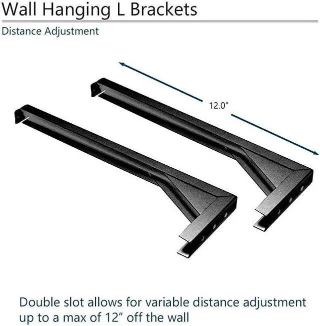 Alt view image 4 of 6 - 12quot Black Universal Projector Screen LBrackets Reinforced Single Metal Welded Construction Wall or Ceiling Mount Includes Hooks and Hardware Model ZVMAXLB12B
