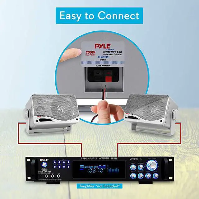Alt view image 5 of 7 - 3Way Waterproof Marine Box Speakers 35 200 Watt Dual Indoor Outdoor Speaker System WeatherproofWaterproof Outdoor Speaker Home Boat Pool Patio Indoor Outdoor Use  PLMR24S Silver