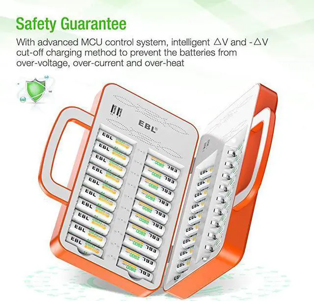 Alt view image 4 of 7 - 40Slot Battery Charger for 2/4/.20/24.38/40 pcs AA AAA Rechargeable Batteries - Advanced Multiple Battery Charger with 4 USB Output for Phones - Handle Design(Batteries not Included)