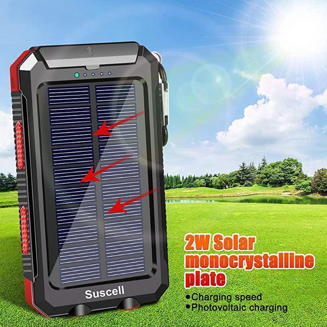 Alt view image 6 of 7 - Solar Charger  20000mAh Portable Solar Power Bank for Cell Phone Dual 5V21A USB Ports Output and 2 Led Flashlight Perfect for Outdoor TripEmergency