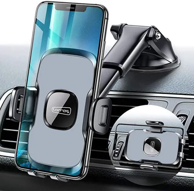 Main image of Universal Car Phone Mount Holder Military Grade Cell Phone Holder for Car Windshield Dash Vent Compatible with iPhone 11 Pro MaxXRXSX8 Samsung Galaxy S20+UltraNote10 Plus S9 and All