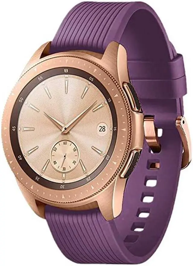 Main image of Galaxy Watch Bands20mm Silicone Replacement Bands Compatible for Samsung Galaxy Watch 42mm with Rose Gold Watch Buckle for Women Men Gift Purple Rose Gold Buckle
