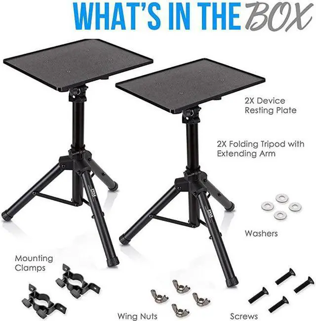 Alt view image 7 of 7 - Universal Laptop Projector Tripod Stand 2 Pcs Computer Book DJ Equipment Holder Mount Height Adjustable Up to 52 Inches w 20 x 16 Plate Size Perfect for Stage or Studio Use  PLPTS4X2