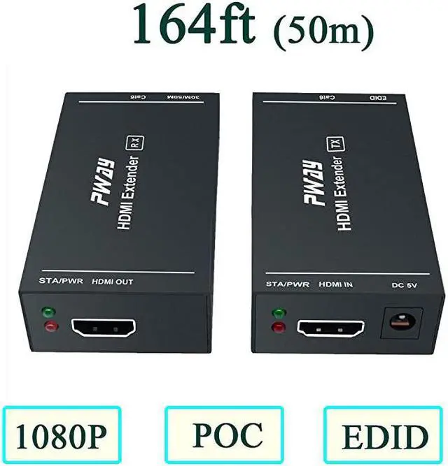 Alt view image 3 of 7 - Extender 1080p60Hz 3D Over Single Cat5eCat6Cat 7 Cable Full HD Uncompressed Transmit Up to 164 Ft50m EDID and POC Function Supported Transmitter and Receiver