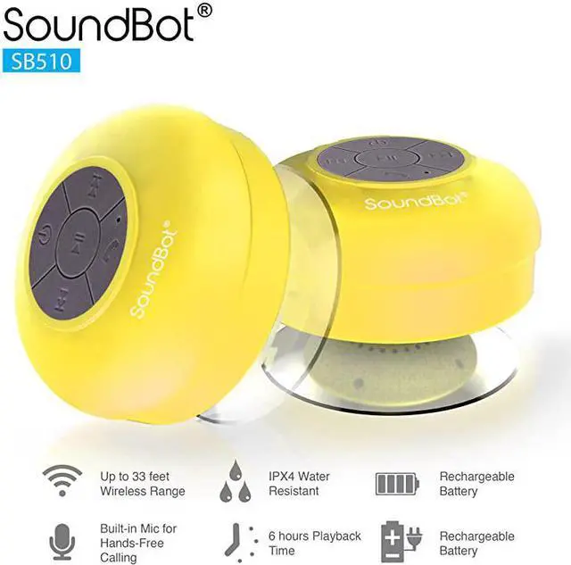 Alt view image 3 of 7 - SB510 HD Water Resistant Bluetooth 30 Shower Speaker Handsfree Portable Speakerphone with Builtin Mic 6hrs of playtime Control Buttons and Dedicated Suction Cup for Showers Bathroom Pool Boat Car Bea