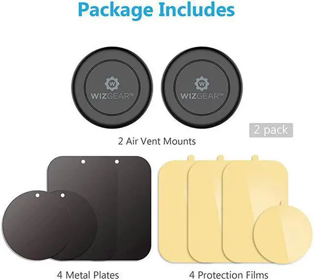 Alt view image 3 of 5 - Magnetic Phone Car Mount  2 PACK Universal Air Vent Magnetic Phone Car Mount Phone Holder for Cell Phones and Mini Tablets with Fast SwiftSnap Technology With 4 Metal Plates