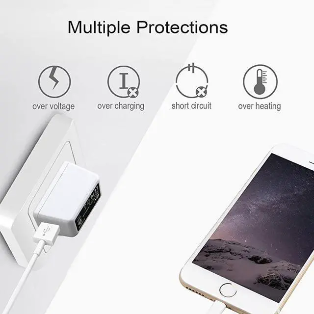Alt view image 4 of 7 - USB Wall Charger 5V 2A 10W AC Power Adapter with US Plug for Phone Tablet and Other Related USB Powered Devices Small and Lightweight Designed for SafetyWhite