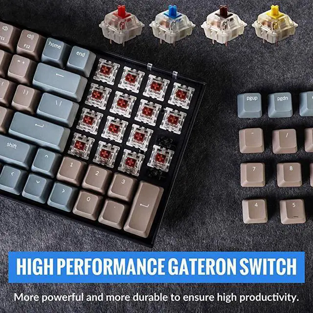 Alt view image 5 of 7 - K4 Wireless Mechanical Gaming Keyboard with White LED BacklightGateron Brown SwitchWired USB C96 Layout 100 Keys Bluetooth Computer Keyboard for Mac Windows PC Gamer Version 2
