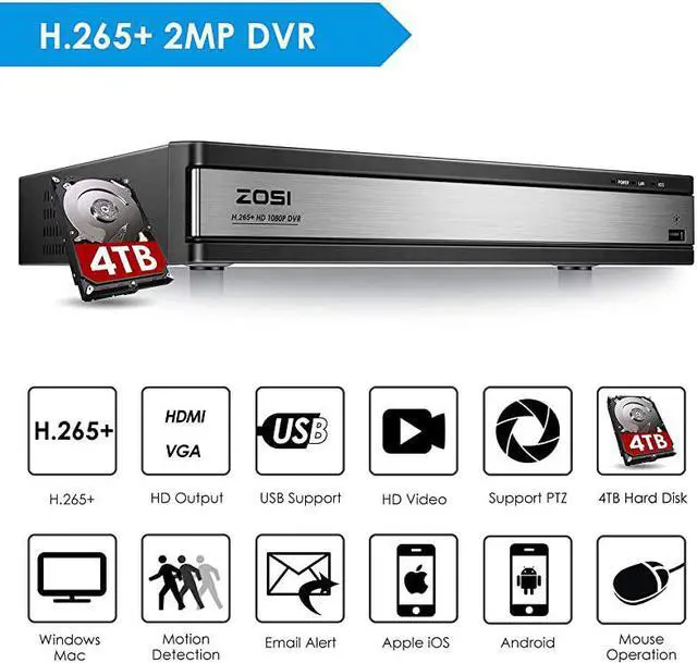 Alt view image 5 of 7 - H265+ 1080p 16 Channel Security Camera System16 Channel CCTV DVR with Hard Drive 4TB and 16 x 1080p Indoor Outdoor Dome Camera 80ft Night Vision 105° View Angle Remote Control Alert Push