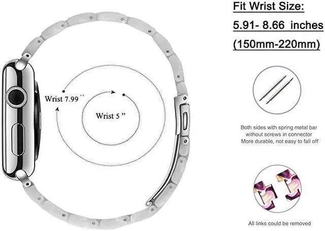 Alt view image 4 of 7 - Resin Strap Compatible with Apple Watch Band 38mm 40mm 42mm 44mm Series1 Series2 Series3 Series4 Series5,Ladies and Men Fashion Resin Watch Strap,iWatch Replacement Wristband