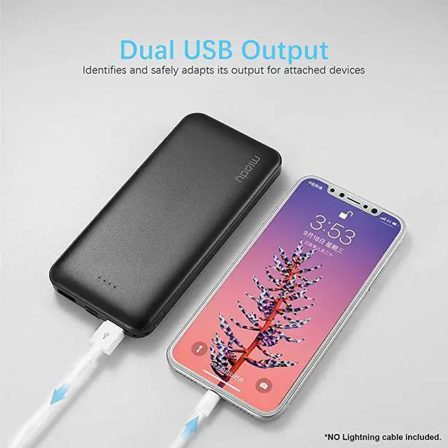 Alt view image 3 of 7 - 2Pack  10000mAh Dual USB Portable Charger Fast Charging Power Bank with USB C Input Backup Charger for iPhone X Galaxy S9 Pixel 3 and etc