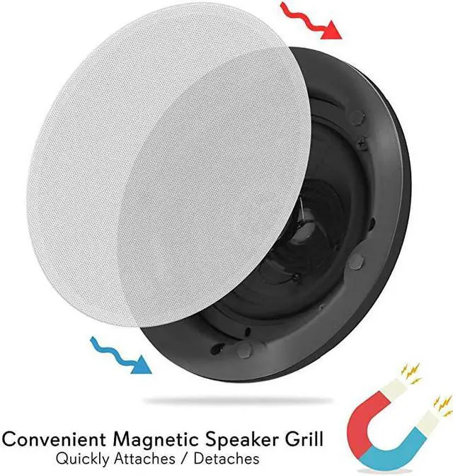Alt view image 6 of 7 - Ceiling and Wall Mount Speaker 8 2Way 70V Audio Stereo Sound Subwoofer Sound with Dome Tweeter 600 Watts inWall inCeiling Flush Mount for Home Surround System  PDIC8LT White