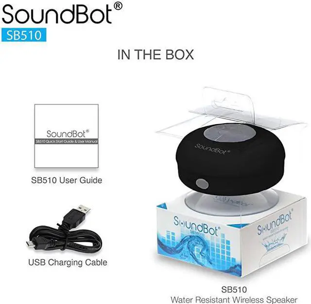 Alt view image 7 of 7 - SB510 HD Water Resistant Bluetooth 30 Shower Speaker Handsfree Portable Speakerphone with Builtin Mic 6hrs of Playtime Control Buttons and Dedicated Suction Cup for ShowersGryBLK
