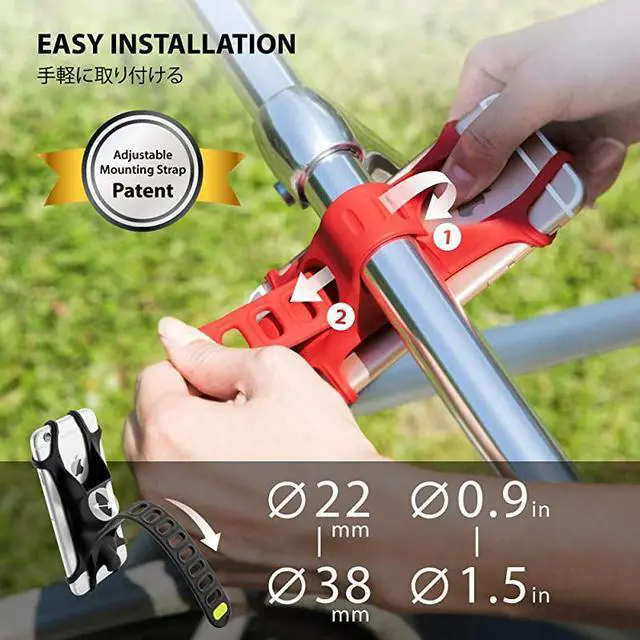 Alt view image 4 of 6 - Bike Tie X Universal Bike Phone Mount Bicycle Handlebar Stroller Cell Phone Holder for iPhone 8 7 6s Plus 5 SE Samsung Galaxy S8 S7 Note 6 4 to 6 Inch Smartphone Black