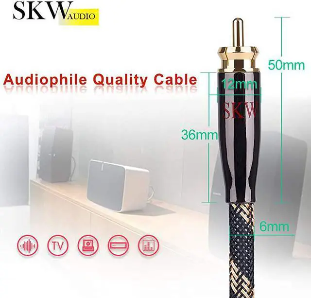 Alt view image 4 of 7 - RAC to RCA Subwoofer CableMultiple Shield with Single Crystal Copper for HiFi Systems98ft3MBlack