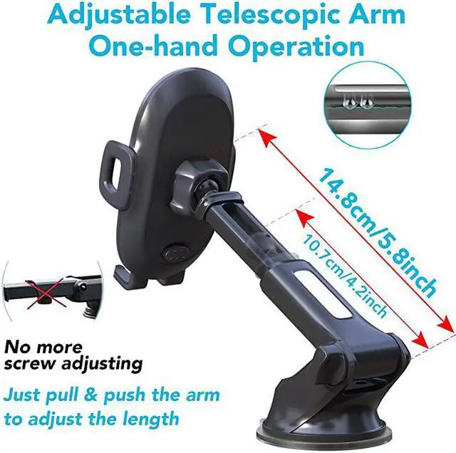 Alt view image 4 of 7 - Cup Phone Holder for WindshieldDashboardWindow Universal Dashboard Windshield Sturdy Cup Car Phone Mount with Strong Sticky Gel PadCompatible W iPhone Samsung Other Smartphone