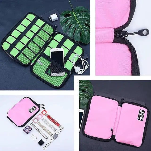 Alt view image 6 of 7 - Smart Watch Bands Organizer Waterproof Portable Electronics Travel Accessories Organizer Bag for Watch Bands Cable Charger Headset SD Card Pink