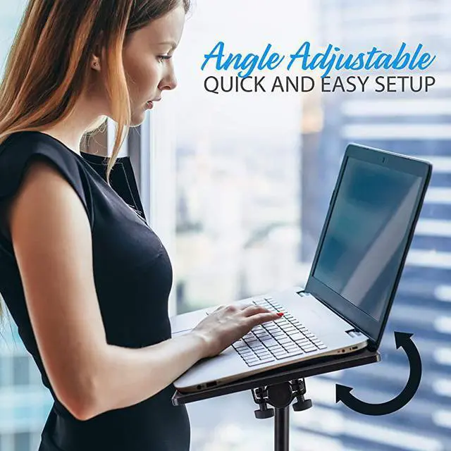 Alt view image 5 of 7 - Universal Laptop Projector Tripod Stand 2 Pcs Computer Book DJ Equipment Holder Mount Height Adjustable Up to 52 Inches w 20 x 16 Plate Size Perfect for Stage or Studio Use  PLPTS4X2