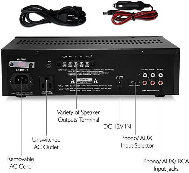 Alt view image 3 of 5 - Compact Public Address Mono Amplifier Professional 50W Mini Home Power Audio Sound PA Speaker Receiver System w RCA Headphone 2 Microphone Inputs Independent Volume Control  PT110
