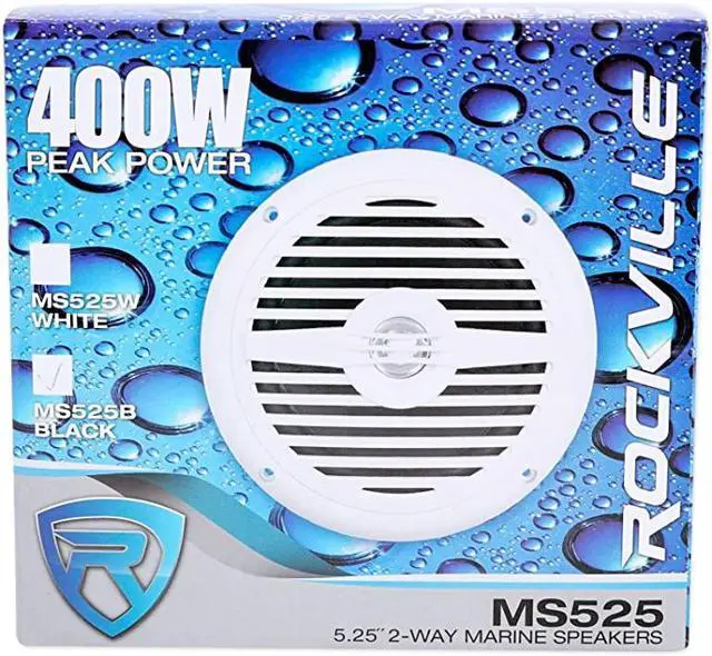 Alt view image 6 of 7 - Pair  MS525B 525quot 400 Watt Waterproof Marine Boat Speakers 2Way Black