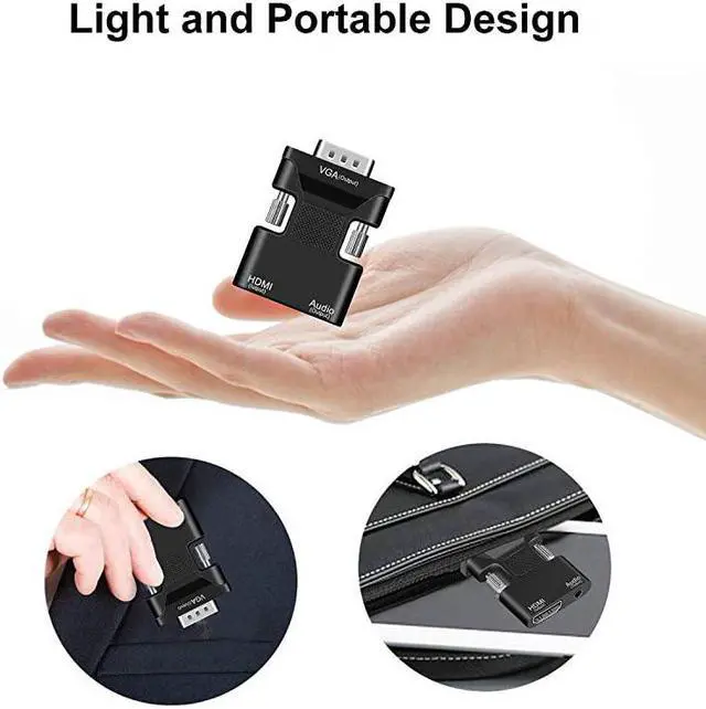 Alt view image 6 of 6 - HDMI to VGA AdapterConverter 1080P HDMI Female to VGA Male Converter Adapter 35mm Audio Cable